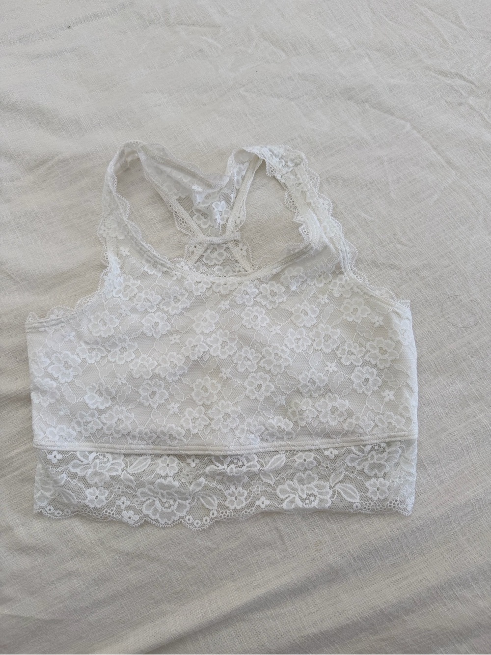 Lace Racerback Bralette - White